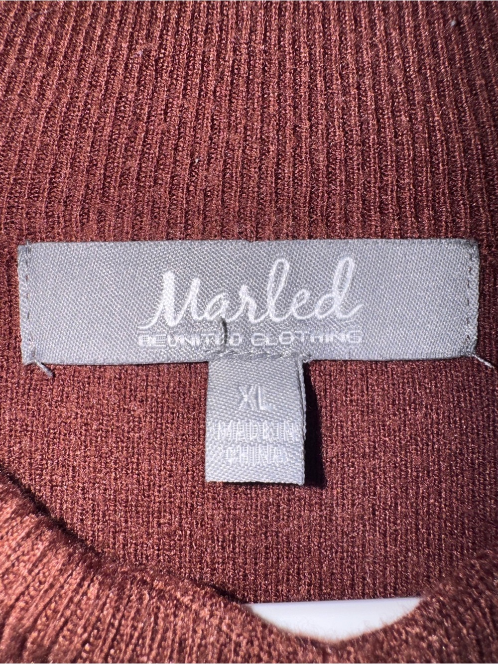 Marled Ribbed Knit Top - Deep Rust - Picture 4 of 5